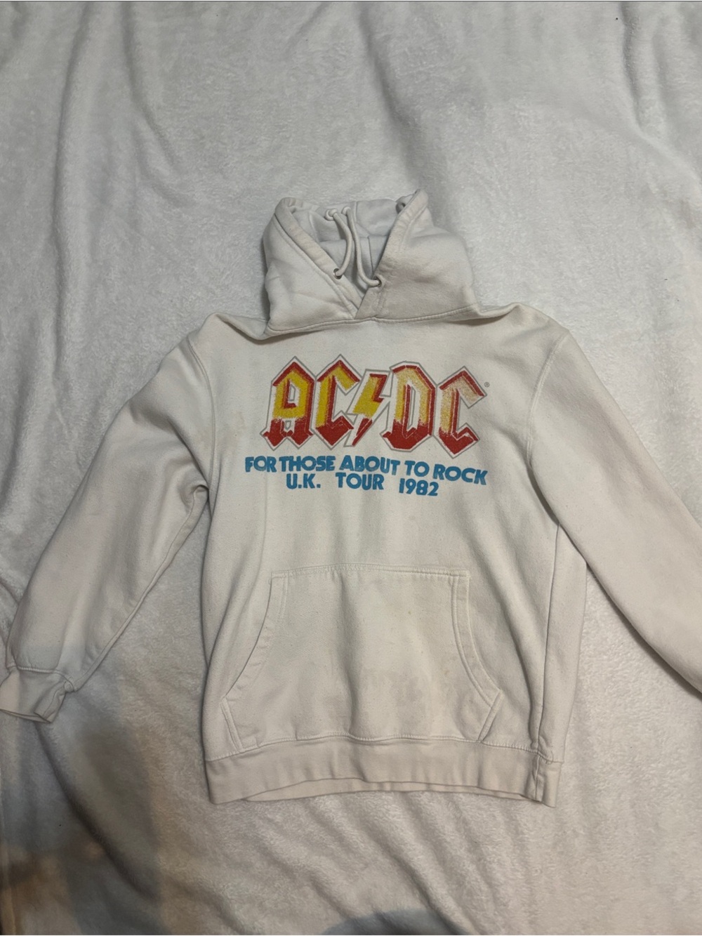 AC/DC White Hoodie with Yellow and Red Logo